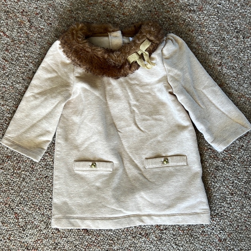 Janie & Jack Faux Fur Sweater Dress Size 2